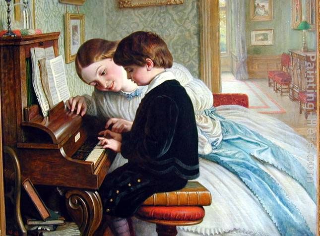 The Music Lesson painting - Charles West Cope The Music Lesson art painting